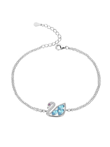 JYSL 012 (Sky Blue) 925 Sterling Silver Austrian Crystal Swan Classic Bracelet