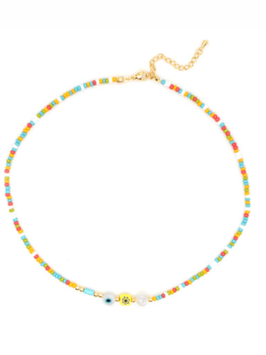 Stainless steel Multi Color Miyuki beads Round Bohemia Pure handmade Necklace