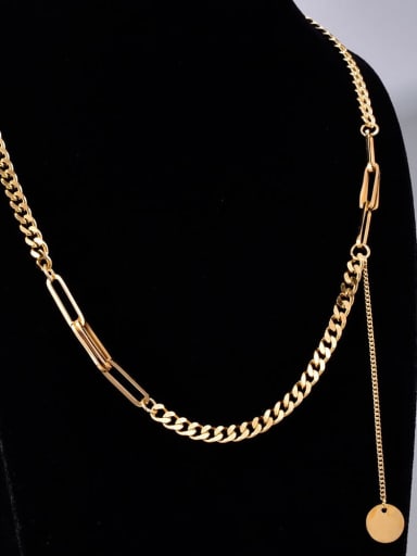 Titanium hollow Geometric Minimalist  chain Necklace