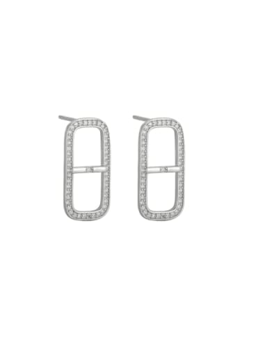 White golde earrings 925 Sterling Silver Cubic Zirconia Geometric Minimalist Stud Earring