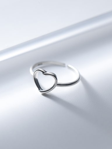 face love one 925 Sterling Silver Hollow Heart Minimalist Band Ring