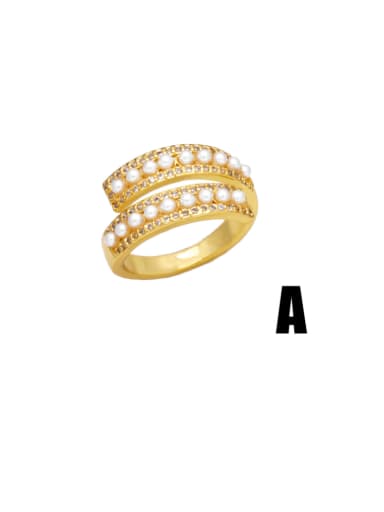 A Brass Cubic Zirconia Geometric Trend Band Ring