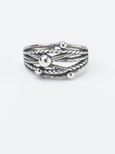 925 Sterling Silver Irregular Vintage Bead Band Ring