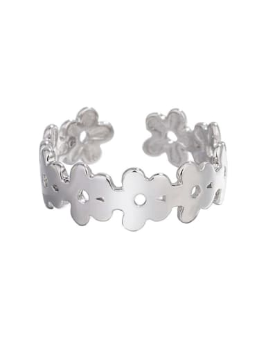 925 Sterling Silver Smooth Flower Minimalist Band Ring