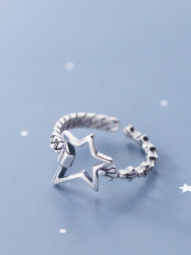 925 Sterling Silver hollow Star Vintage Band Ring