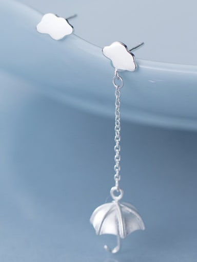 925 Sterling Silver Cloud Minimalist Asymmetrical umbrella long Drop Earring