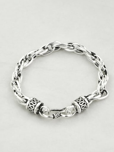 Vintage Sterling Silver With Simple Retro Hollow Chain Bracelets
