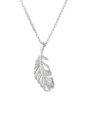 925 Sterling Silver Cubic Zirconia Feather Minimalist Necklace