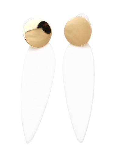 white Brass Resin Water Drop Minimalist Drop Earring