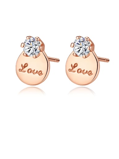 925 Sterling Silver Cubic Zirconia Round Letter Minimalist Stud Earring