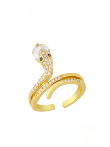 white Brass Cubic Zirconia Snake Artisan Band Ring