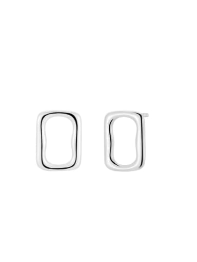 Silver irregular rectangular earrings 925 Sterling Silver Geometric Minimalist Stud Earring