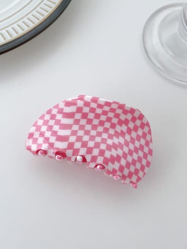 Pink white grid 7.8cm Cellulose Acetate Minimalist Geometric Alloy Jaw Hair Claw