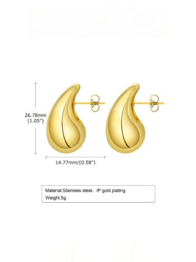 golden Stainless steel Water Drop Minimalist Stud Earring