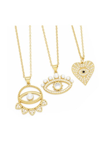 Brass Imitation Pearl Evil Eye Trend Necklace