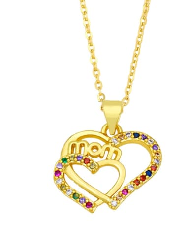 D Brass Cubic Zirconia Hollow Heart Vintage Necklace