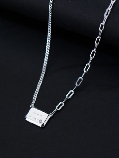 925 Sterling Silver Geometric Letter Minimalist Necklace