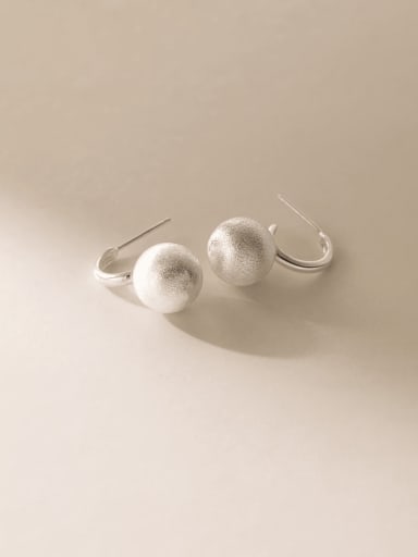 925 Sterling Silver Round Ball Minimalist Drop Earring
