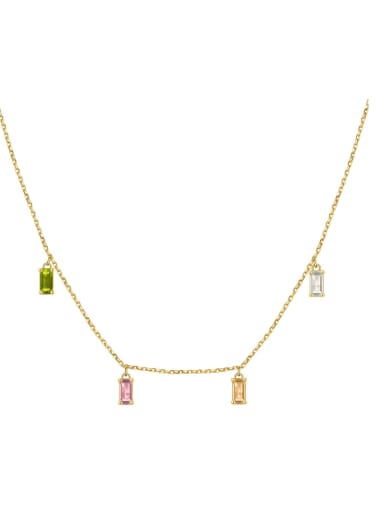 14K gold, chain length 40+ 5CM,2.18g 925 Sterling Silver Cubic Zirconia Geometric Minimalist Necklace