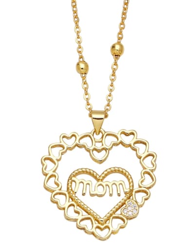 C Brass Cubic Zirconia Letter Vintage Heart Pendant  Necklace