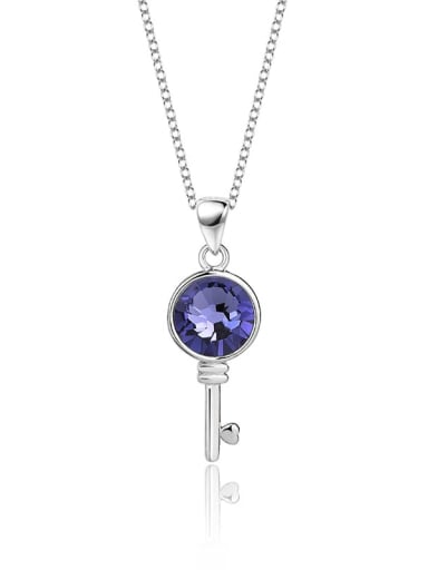 925 Sterling Silver Austrian Crystal Key Classic Necklace