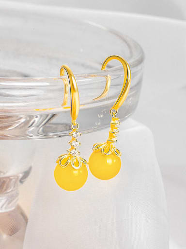 ES1874 Yellow [18k Gold] 925 Sterling Silver Carnelian Geometric Minimalist Hook Earring