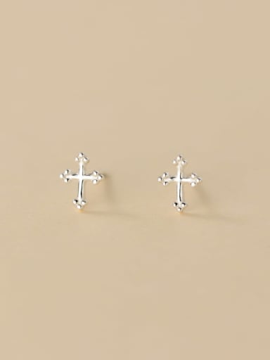 925 Sterling Silver Cross Minimalist Stud Earring