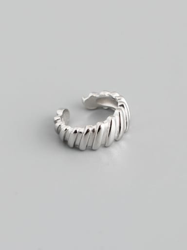 925 Sterling Silver Geometric C Shape Vintage Clip Earring