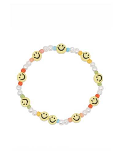 Multi Color Imitation Pearl  Acrylic Smiley Bohemia Handmade Beaded Bracelet