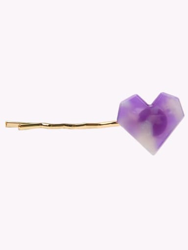 violet Alloy Cellulose Acetate Minimalist Heart  Hair Pin