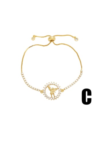 C Brass Cubic Zirconia Cross Bohemia Handmade Weave Bracelet