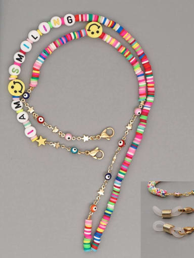 Stainless steel Bead Multi Color Polymer Clay Letter Bohemia Hand-woven Necklace