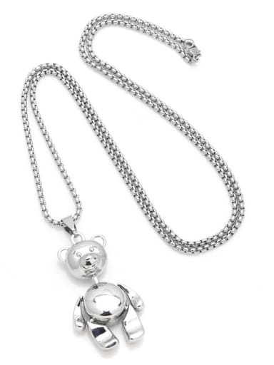 Stainless steel Chain Alloy Pendant  Bear Hip Hop Long Strand Necklace