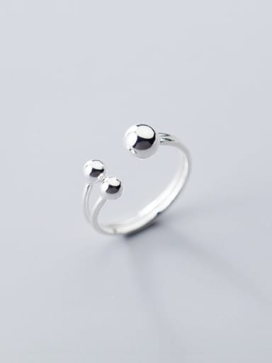 925 sterling silver bead  ball minimalist free size ring