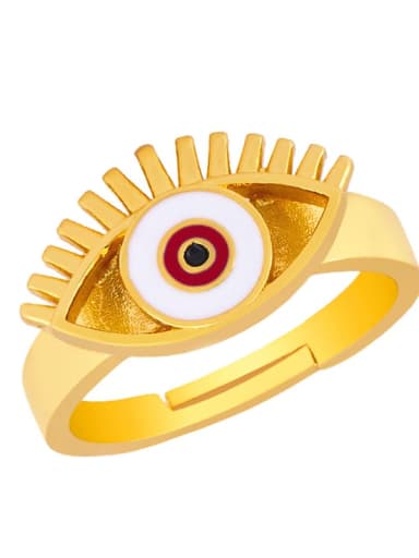gules Brass Enamel Evil Eye Vintage Band Ring