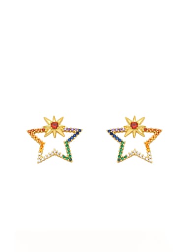 five-pointed star Brass Cubic Zirconia Pentagram Dragonfly Heart Cute Stud Earring