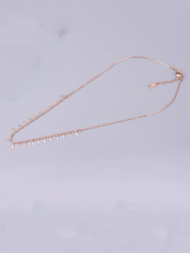 Titanium Rhinestone Fish Bone Tassel Necklace