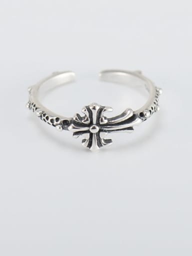 925 Sterling Silver Cross Vintage Band RingC