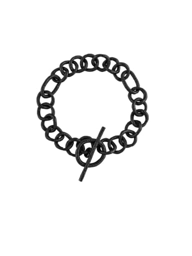 black 925 Sterling Silver Geometric  Chain Minimalist Bracelet