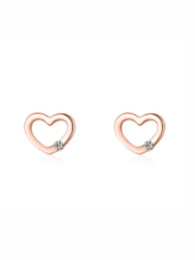 Rose Gold 925 Sterling Silver Heart Minimalist Stud Earring