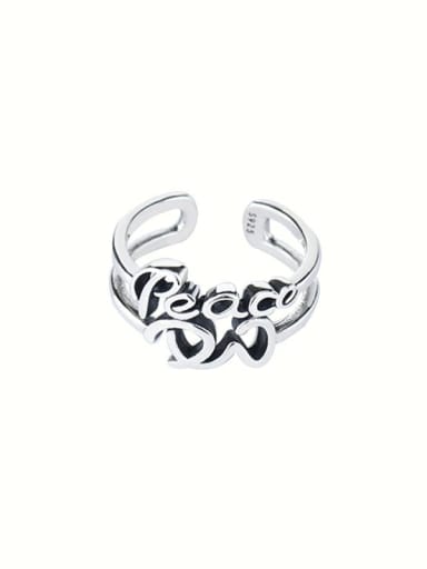 925 Sterling Silver Hollow Letter Vintage Band Ring