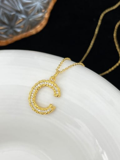 NS997 [ Gold C] 925 Sterling Silver Cubic Zirconia Letter Dainty Necklace