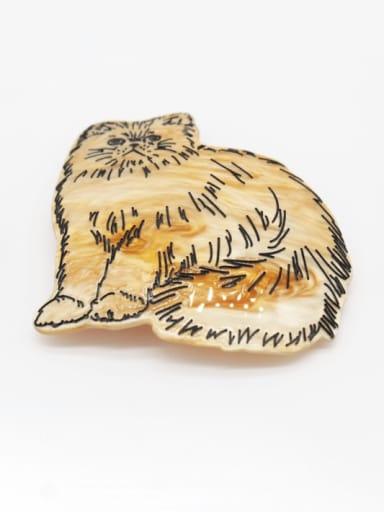 yellow Cellulose Acetate Cute Tiger Zinc Alloy Spring  Hair Barrette