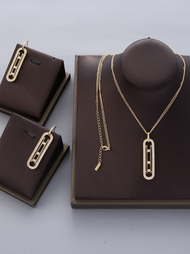 18K Gold , Earring And Necklace(80CM ) Brass Cubic Zirconia