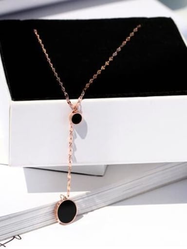 Titanium Enamel  round Tassel Minimalist Necklace