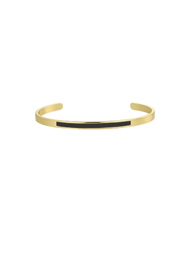 Gold black drop gum bracelet Brass Enamel Geometric Minimalist Cuff Bangle