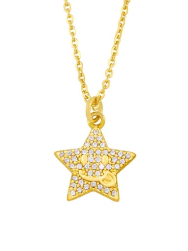 B Brass Cubic Zirconia Star Vintage Necklace