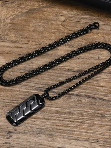 Black pendant with chain 60CM Stainless steel Geometric Hip Hop Necklace