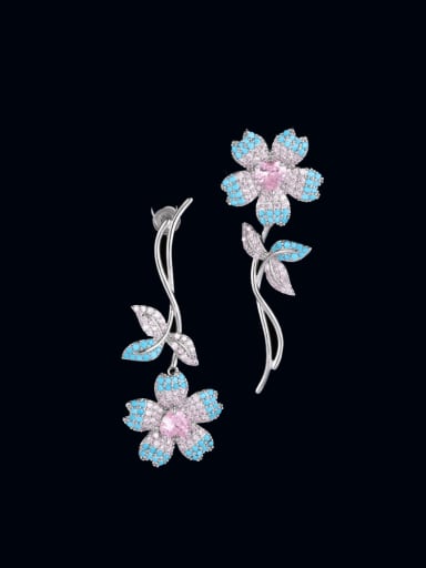 custom Brass Cubic Zirconia Flower Luxury Cluster Earring