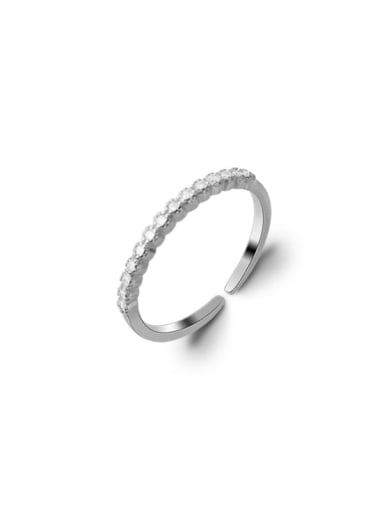 925 Sterling Silver Rhinestone Round Minimalist Band Ring